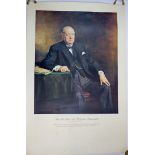 A 1965 print of the Rt Hon Sir Winston Churchill reproduced from original oil painting by Oswald