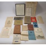 A collection of military booklets and ephemera to include a 1937 RAF pocket book AP 1081, Staff