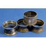 Four silver napkin rings, 74g