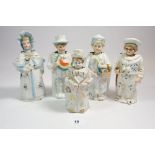 Five Victorian nodding head porcelain figures