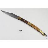 A 19th century Spanish Navaja folding knife stamped Beauvoir, the horn and brass handle with