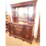 A Victorian large mirror back sideboard with twin pillastas flanking top, all over base with