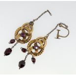 A pair of Victorian yellow metal earrings, a/f