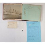 An autograph album including Rudyard Kipling's signature taken on an Ocean Liner to India 1902 along