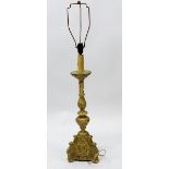 An early 20th century altar stick style table lamp, 54cm