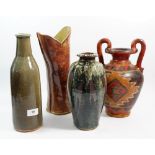 Three Studio ware vases and one other, tallest 31cm