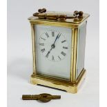 A French brass carriage clock with key, 10.5cm