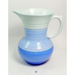 A Shelley Art Deco Harmony Ware large blue jug, 25cm