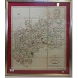 An early 19th century map of Gloucestershire by John Cary, cut and mounted on linen 1811, 57 x 49cm