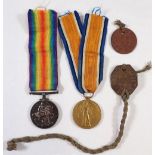 WWI medal pair to Driver C W Hall R A 240567 and dog tags