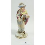 A 19th Derby figure of a man with a letter, possibly Sampson, mark to back, 15cm