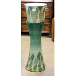 A Jersey Pottery green jardiniere on stand - made to a commission order, 82cm tall