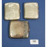 Three silver cigarette cases, 292g