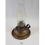 An old brass finish oil lamp, 25cm