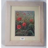 Gerald Morse - small acrylic poppies, 22 x 17cm