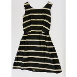 A 1960's Jean Allen black and gold stripe dress, size 10 (hem taken up)