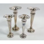 Four silver plated specimen vases, tallest 14.5cm