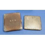 A 1938 silver cigarette case by Herman Brothers 94g together with an 1899 silver corner mounted