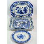 A group of four Victorian meat plates - largest by Clemenston & Young, 44.5 x 34.5cm