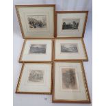 Six framed and glazed countryside etchings