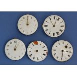 Five assorted 18th and 19th century watch movements including Pemberton of London, Barlow of London,