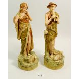 A pair of Royal Dux figures of shepherd and shepherdess, 30cm