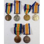 WWI three medal pairs of War & Victory medals