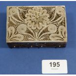 An Indian white metal filigree box with flower design, 9 x 6 x 2.5cm
