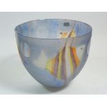 A studio glass Fish bowl by Pauline Solven, signed 1989, 12.5cm diameter