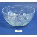 A Lalique style glass bowl moulded pine cones with registration mark