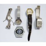 A group of five ladies wrist watches including Tissot and a cocktail watch