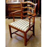 A Georgian style mahogany carver chair with horizontal slat back