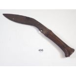 An early 20th century small kukri knife, 30cm long