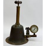 A Victorian brass bell form divers air pump by The Paterson Engineering Co Ltd. with pressure gauge