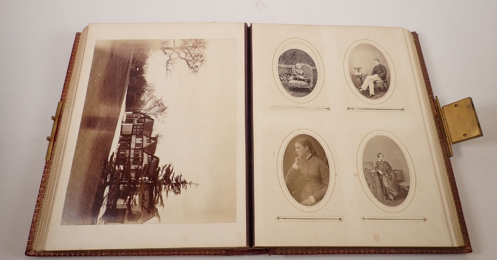 A good quality Victorian family photograph album with illustrations "J P Horton, April 1890" and - Image 3 of 4