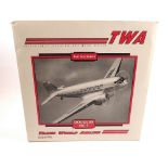 A TWA cast model aeroplane - boxed