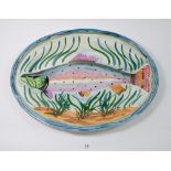 An Iden Pottery Rye Sussex fish design platter, 42cm long
