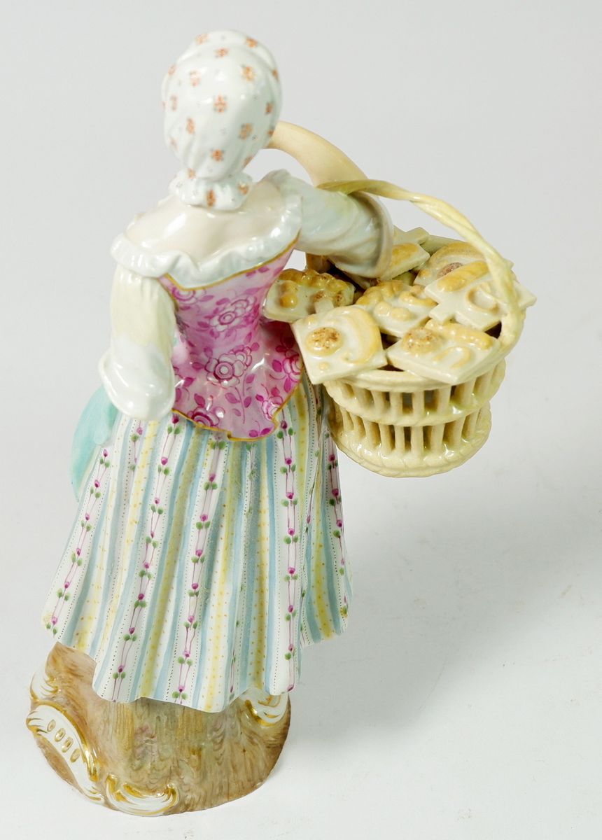 A 19th century Meissen porcelain Cris de Paris figure of a pastry seller, 19cm tall, blue crossed - Image 2 of 15