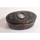 An early 19th century tortoiseshell box with watercolour miniature to lid and inlaid steel