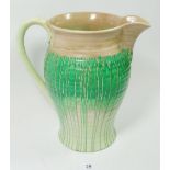 A large Shelley Art Deco green and brown Harmony slip ware jug, 26cm