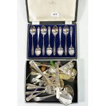 A small group of silver plated serving cutlery including boxed set of Walker & Hall long handled
