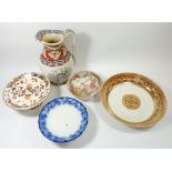 A group of Victorian china to include Wedgwood comport, toiletry jug etc.