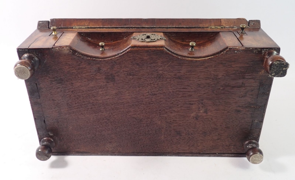 A George II oak slope front miniature cabinet fitted drawers, possible the base to a toiletry - Image 3 of 4