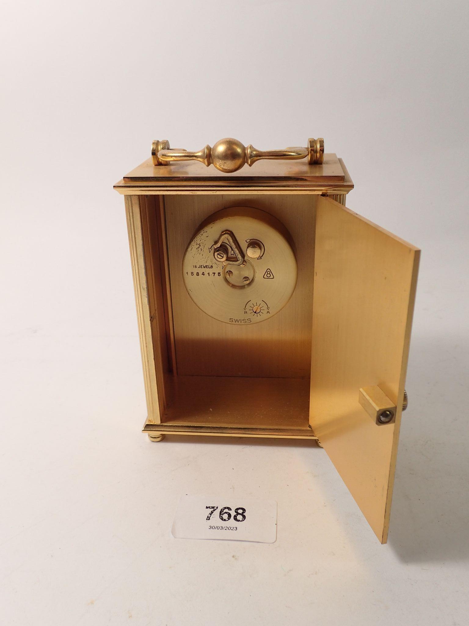 A vintage Imhof Swiss 15 jewel eight day carriage clock - Image 2 of 2