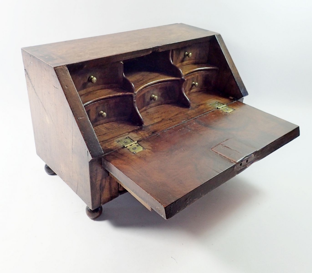 A George II oak slope front miniature cabinet fitted drawers, possible the base to a toiletry - Image 2 of 4