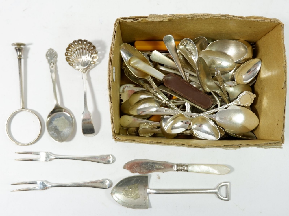 A quantity of silver plated teaspoons and other small cutlery items