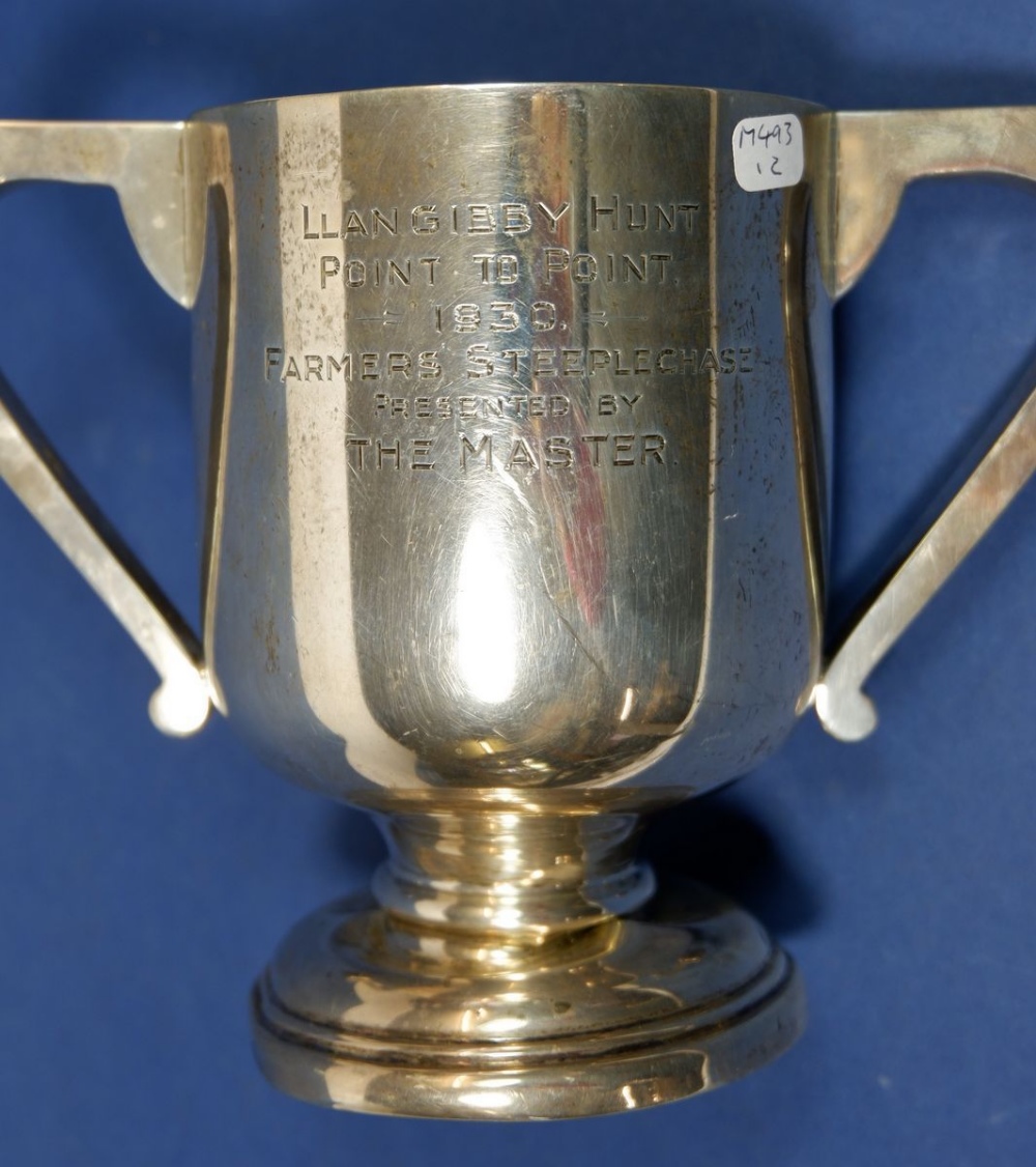 A silver trophy cup for Llangibby Hunt Farmers Steeple Chase, 300g by S Blanckensee and Son Ltd, - Image 2 of 3