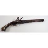 A 19th century continental flintlock pistol, 50cm long