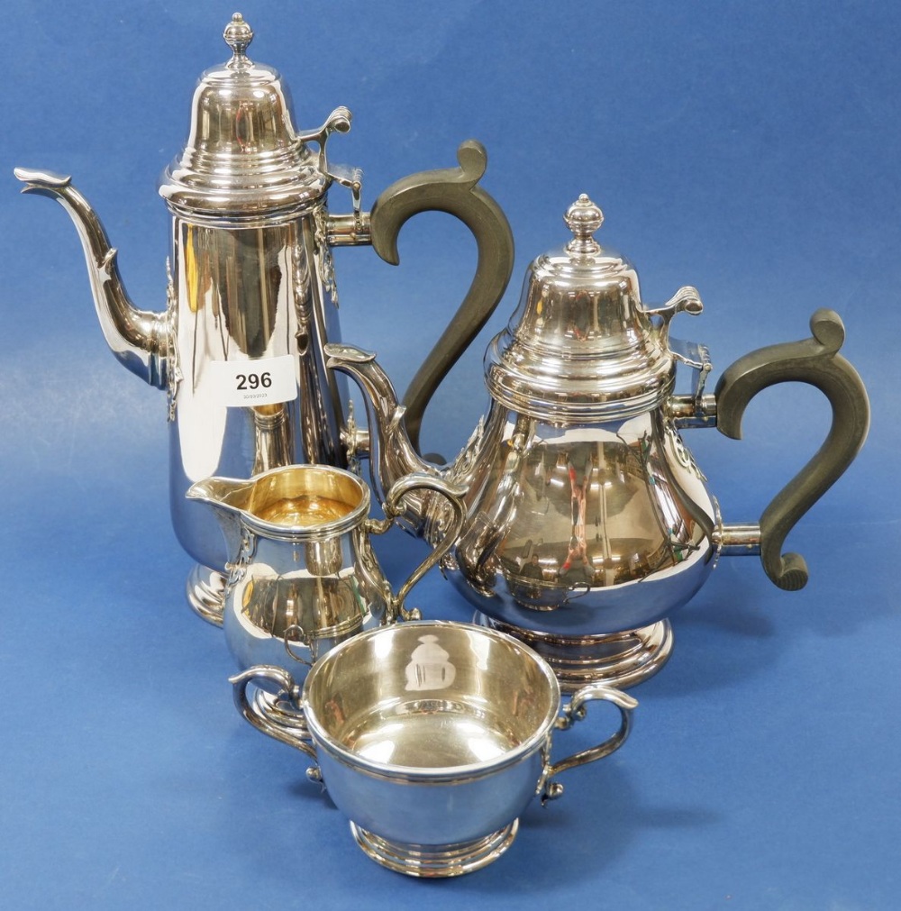 A Georgian style four piece silver tea and coffee service, 2231g, Sheffield 1979