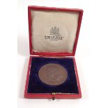A bronze commemorative medal for Isaac Pitman 1813-1913, cased